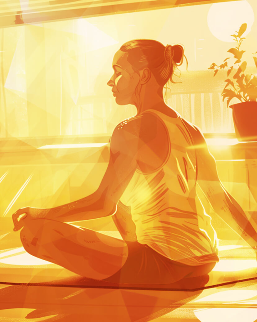 Женщина сидит